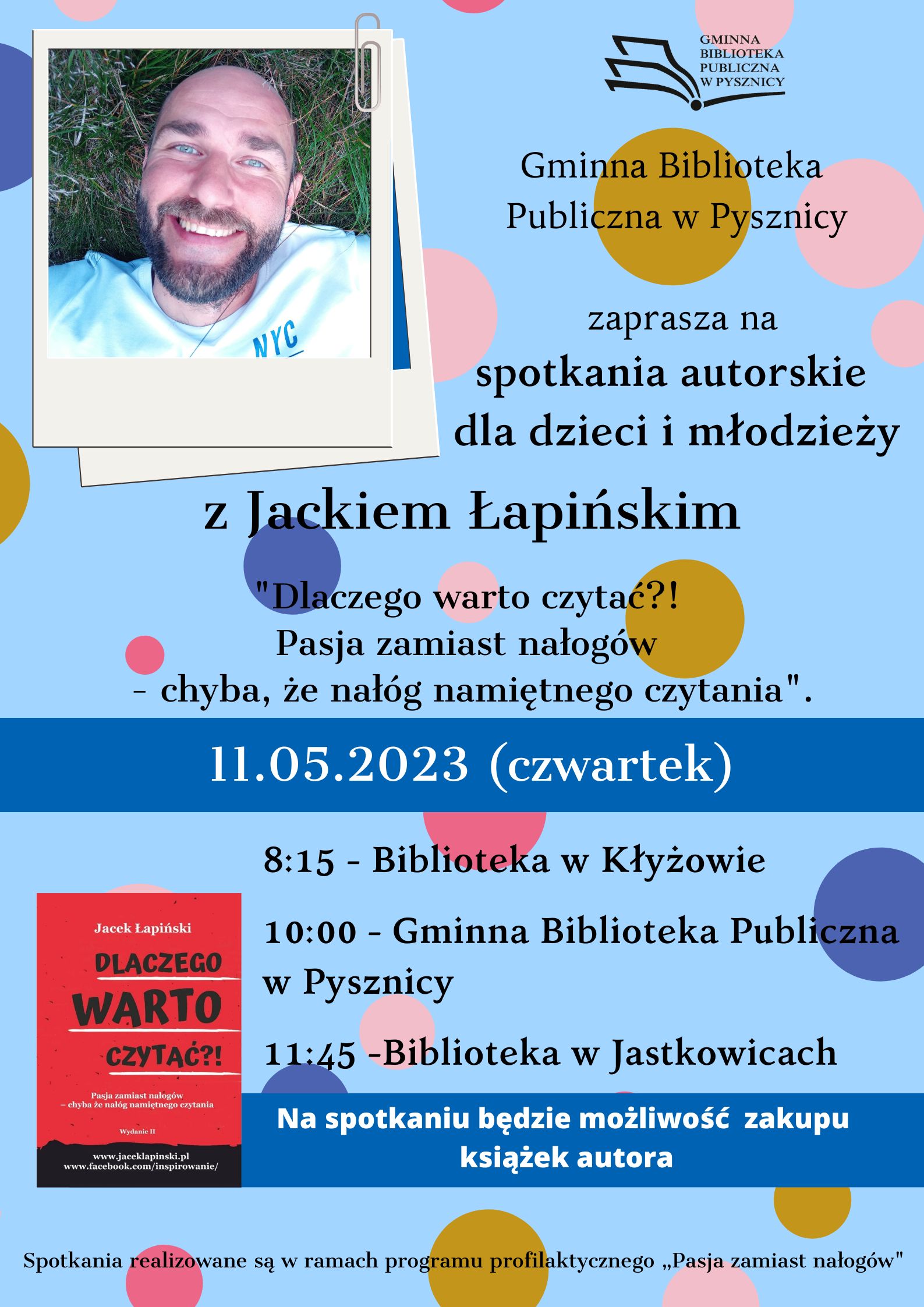 Spotkanie autorskie dla dzieci i młodzieży z Jackiem Łapińskim