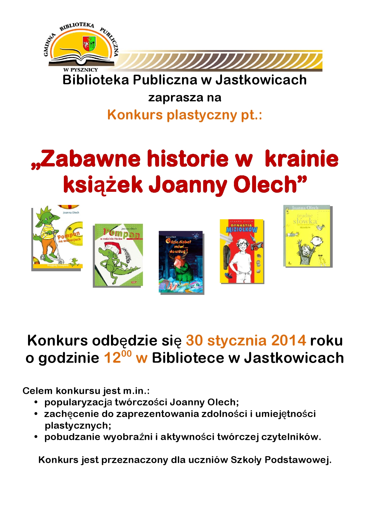  Konkurs plastyczny - "Zabawne historie w krainie książek Joanny Olech"